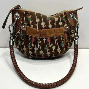 Vintage Fossil original brand‎ the sak purse pocketbook brown leather w/flowers